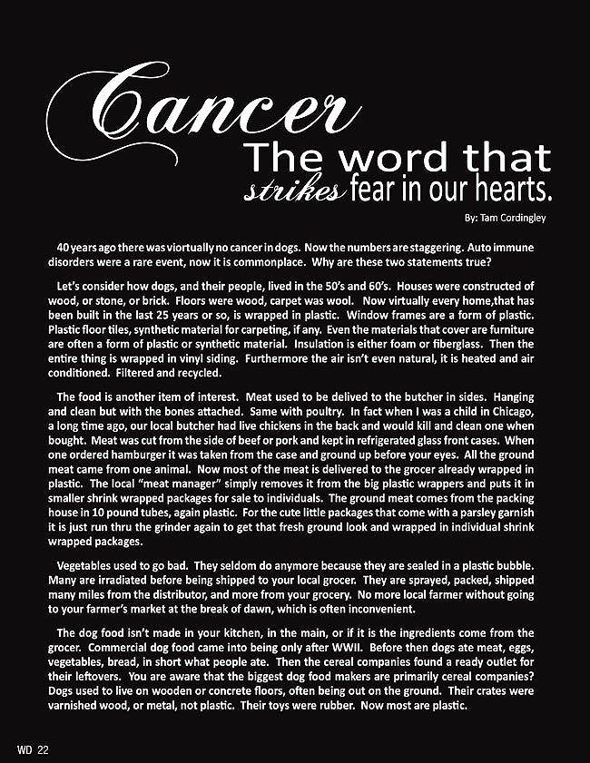 Cancer article by Tom Cordingley
